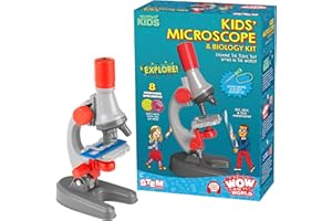 Wow in The World Kids’ Microscope & Biology Kit, Up to 720x Magnification, LED Illumination, Prepared & Blank Slides, Companion Audio Content, Beginner Science Gift for Ages 6+ by Thames & Kosmos