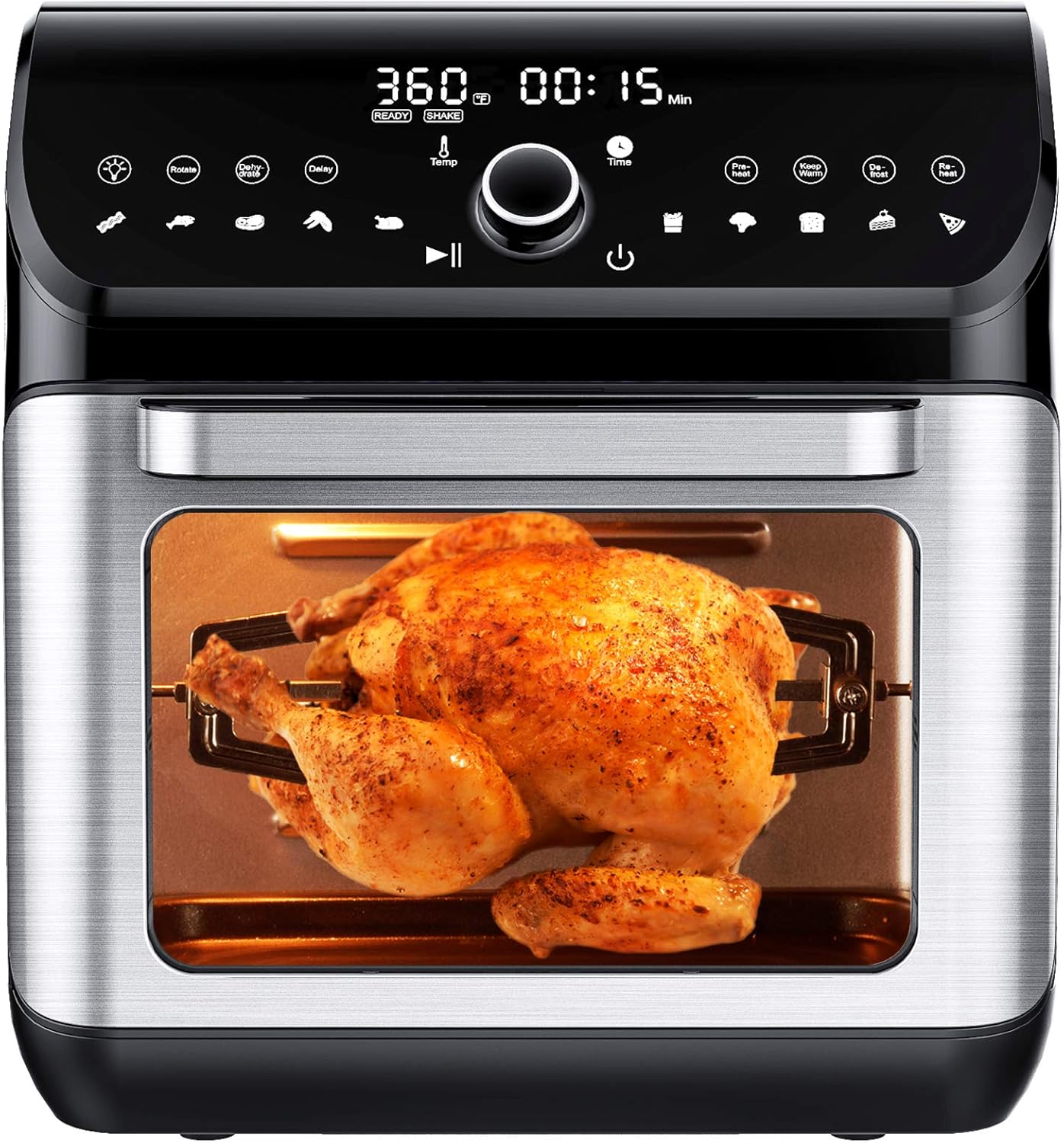 Amazon Com Ikich Air Fryer Oven 10qt Big Capacity 10 7 Cooking Modes Toaster Oven Bake Broil Slow Cook And More Food Dehydrator Silver 1500w Kitchen Dining