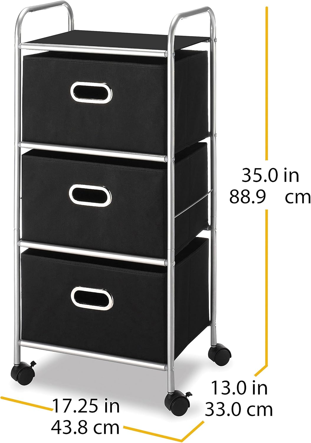 Whitmor 3 Drawer Rolling Cart - Home and Office Storage Organizer: Home & Kitchen