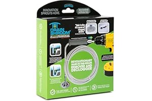 DrainShroom Reusable Sink Snake Clog Remover Tool that Attaches To Any Drill, Bathroom Bathtub Drain Cleaner Auger, Hair Catcher Drain Snake, 36 Inches Long, Stainless Steel, 1 Pack