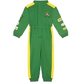 John Deere Tractor French Terry Racing Zip Up Coverall Infant to Little Kid Sizes (18 Months - 7-8)