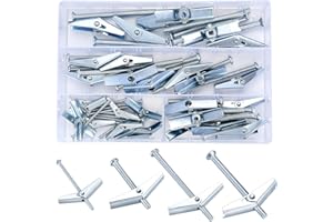 BAYIDUN 32 Pcs Toggle Bolt and Wing Nuts, 2 inch/3 inch Heavy Duty Drywall Ceiling TV Toggle Anchors Bolts Assortment Kit, Spring Loaded Hollow Wall Bolts and Wing Nuts for Hanging Heavy Items on Drywall