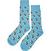 SockFly Rainbow Dress Socks Funny Novelty Crazy Fun Design Men Size 8-12 Cotton Casual Crew Colorful Funky Fancy Socks Gift for Men