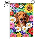 BlissYard Hello Spring Garden Flag 12x18 Inch Double Sided Cute Golden Retriever Seasonal Welcome Small Flags For Outside Outdoor Decor Yard Farmhouse Holiday Spring Summer Decorations Yard Flags