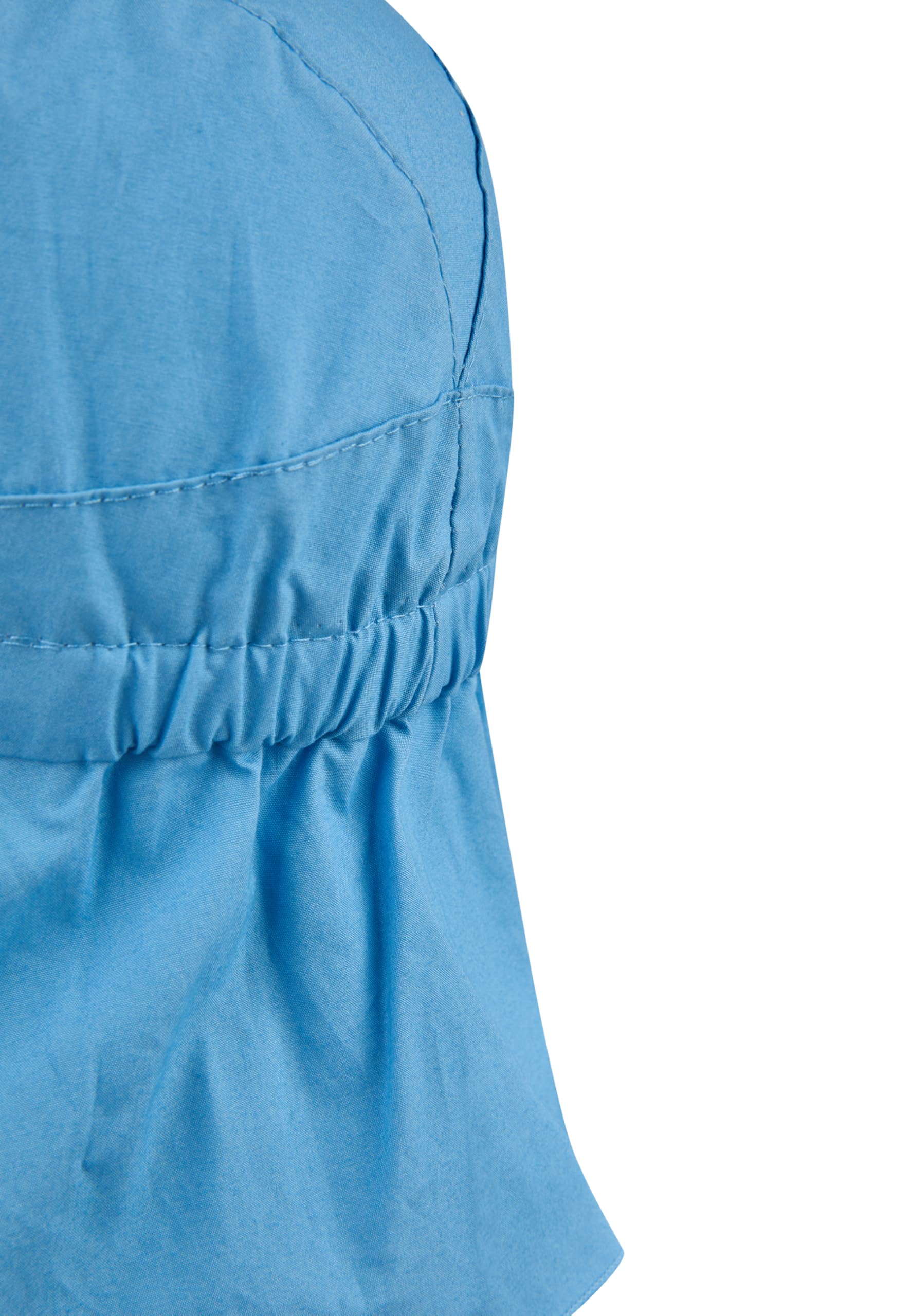 Sterntaler Schirmmütze Nacken Basic - Unisex Baby- und Kinder Mütze mit Nackenschutz, Ohrenklappen und Bindeband - UV-Schutz 50+ Hut aus Popeline (Bio) - Sommer Kopfbedeckung - samtblau, Größe 43 5