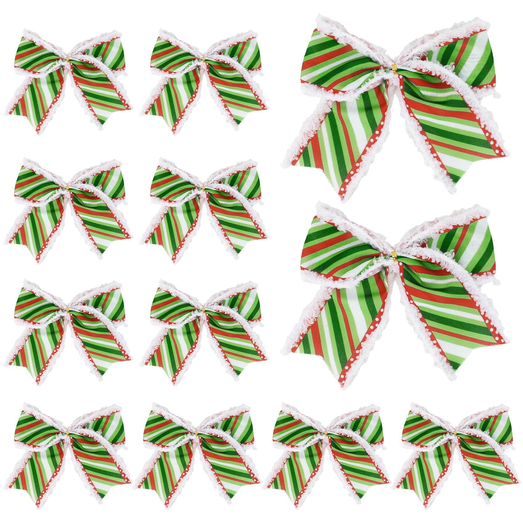 Photo 1 of 12 PCS Red White Green Christmas Bows 6 Inch Large Wreaths Bows for Christmas Tree Gift Wrapping Garland Xmas Tree Bow Ribbon Ornaments for Christmas Decoration Holiday Basket Christmas New Year Party