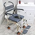 ShowerBuddy SB6C Roll-in Buddy Commode Chair | Adjustable Height with Removable and Swing Away Footrests | Perfect for The Elderly
