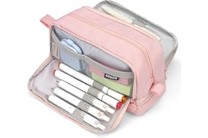 VOCUER large capacity pencil case aesthetic pink pencil pouch school supplies for girls big pencils case for teen girls extra large special pen bag pencil bags with zipper pen cases for adults ,student(Pink)