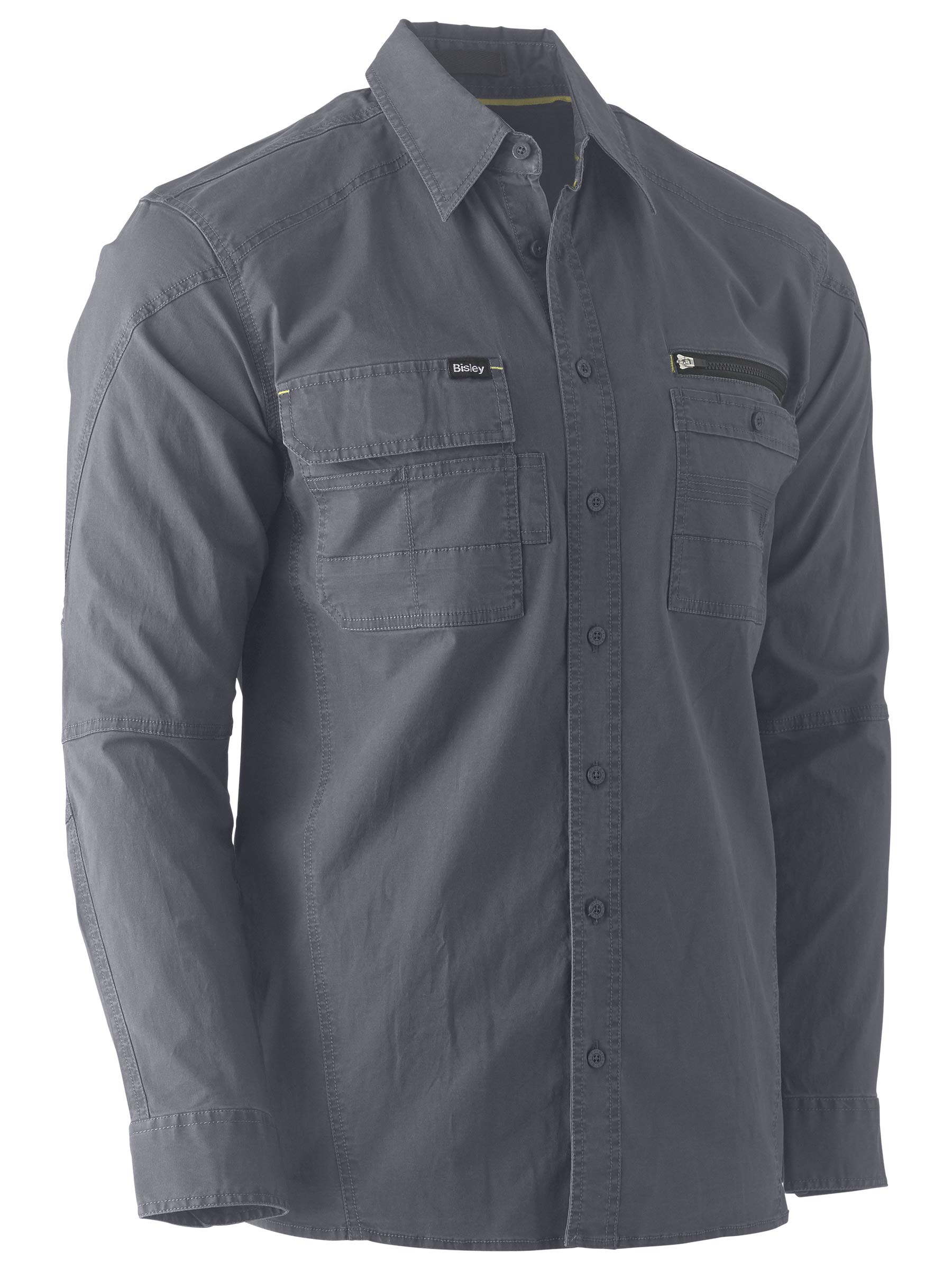 Bisley Workwear UKBS6144_BCCG Flex & Move Utility Shirt 145GSM Long Sleeve - Charcoal, M