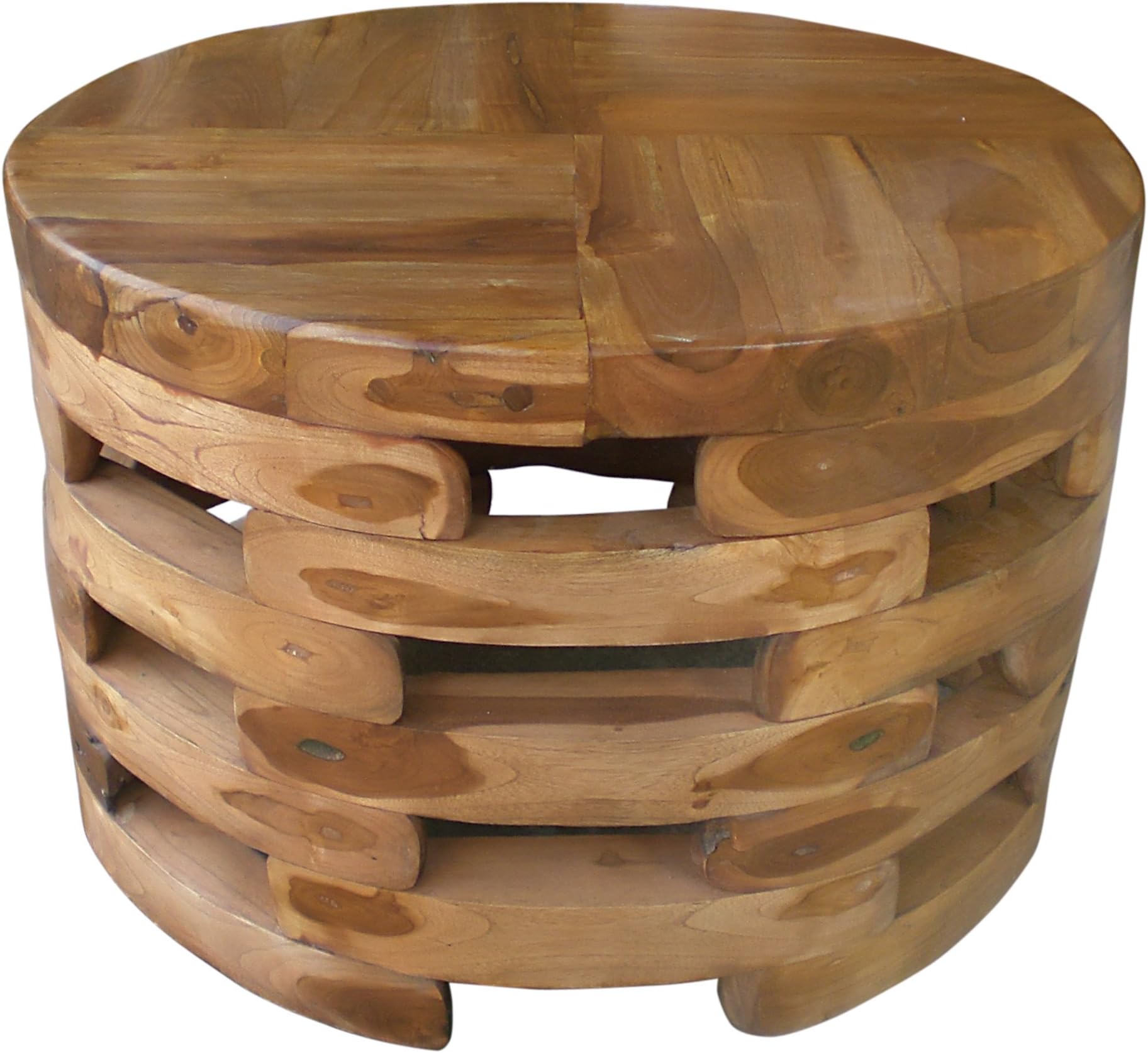 Crafted Home Decorative Langlois Natural Round Coffee Table, 24" Length by 24" Width by 16" Height, Brown