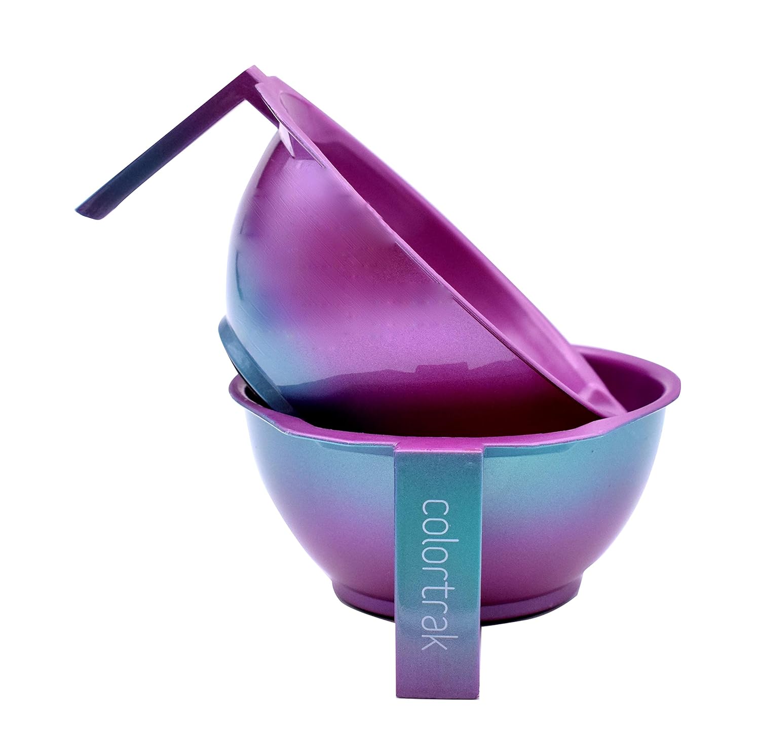 Colortrak SC Aurora Bowls, Stackable Color Bowls With Non-Slip Rubber Bottom, Easy-Pour Spout Lip, Shimmer Gradient Design, Color Grid With Milliliter Measurements, 2 Bowls : Beauty