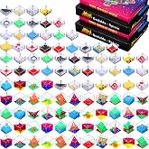 Lenwen 96 Pcs Mini Brain Teaser Puzzles Maze 3D Ball Cube, Classic Colors | Party Favor Games Bulk, Stress Relief Fidget Toys, Challenge Maze Balls for Boys Girls, Rainbow Colors, 1 Inch Travel Size