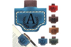 AYTHSRIC Personalized Bygone Mark Bookmark with Pen Holder, Leather Magnetic Bookmark 26 Letters Name Initial Bookmarks for Readers, Book Lover Gifts for Women Men Notebook Accessories (Blue, A)