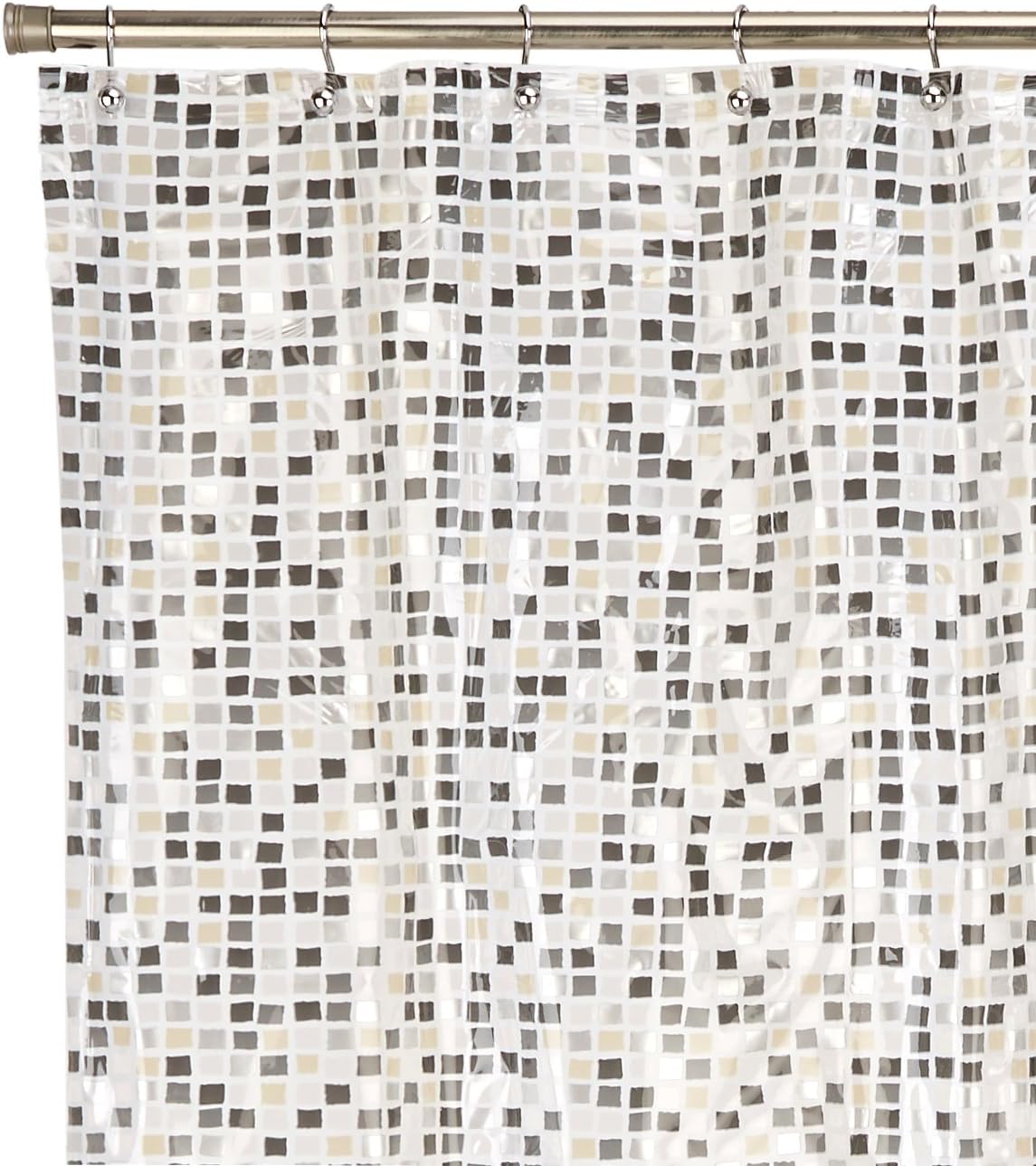 Famous Home Fashions Tiles Vinyl 5-1/2-Gauge Shower Curtain, Black