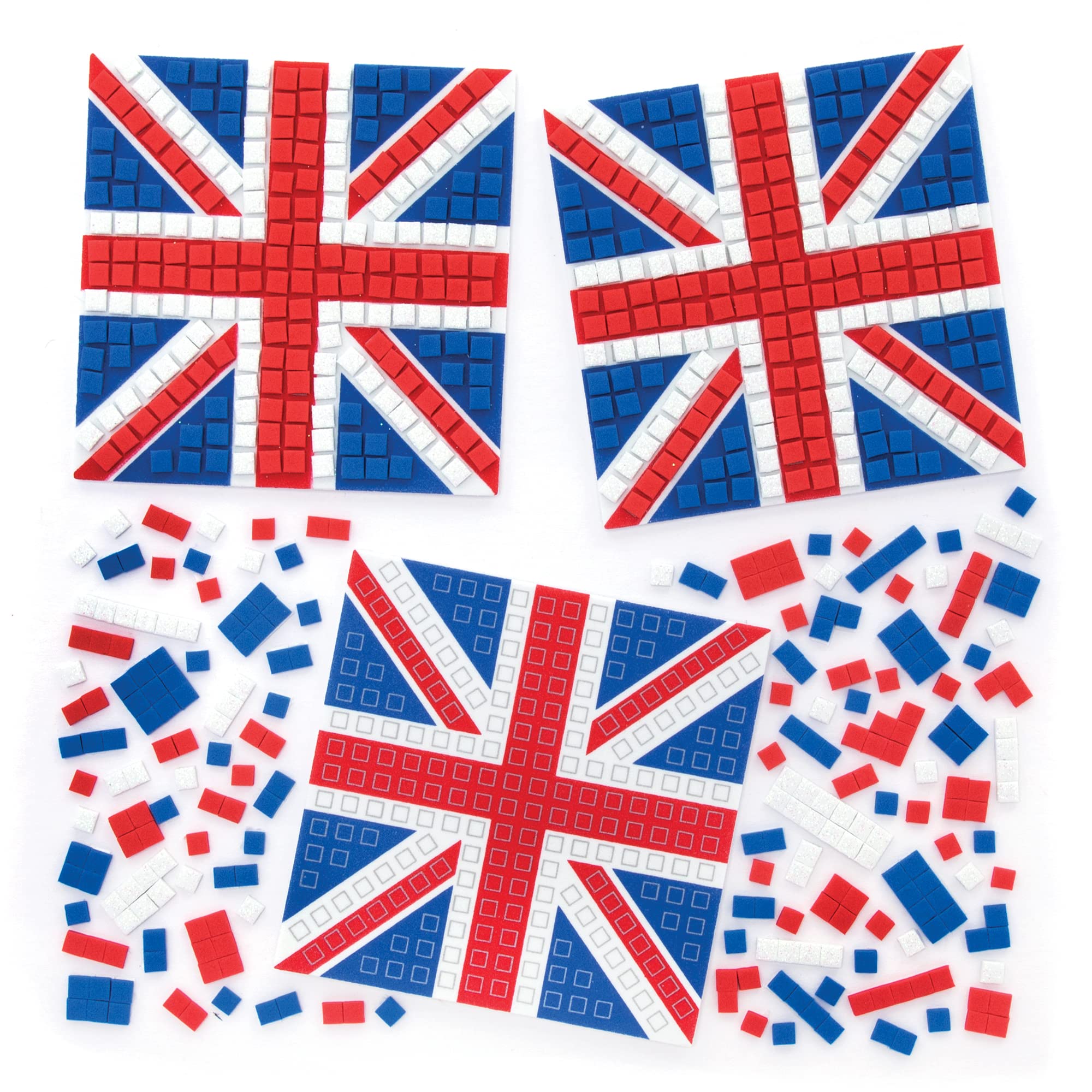Baker Ross PJ116 Union Jack Coaster Craft Kit for VJ Day 80th Anniversary - Pack of 5, British Themed Craft and Party Bag Filler for Kids,