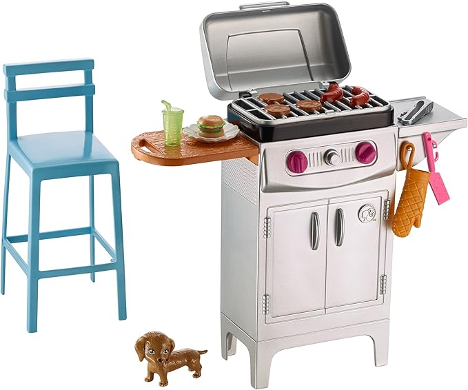 Amazon Com Barbie Barbecue And Pet Set With Grill And Stool Toys Games