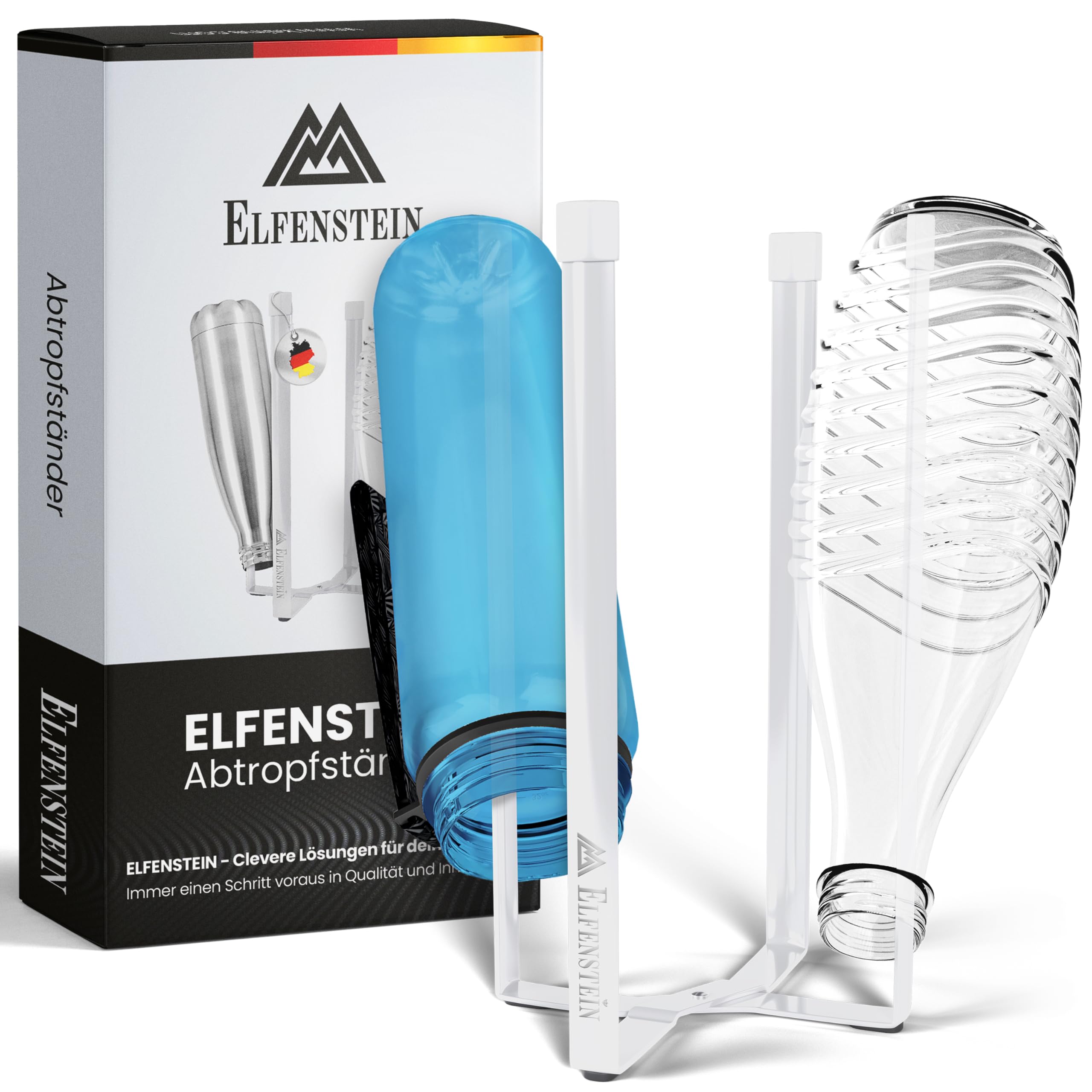 Elfenstein Bottle Drying Rack - Bottle Stand for Draining - Metal Dish Drainer Bottles Foldable - Bottle Holder Kitchen 100% Stable, Kitchen Gadgets Practical