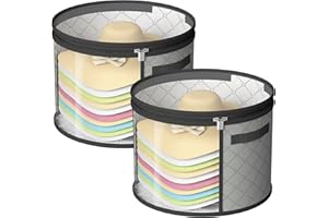 Veki 2pack Clear Hat Organizer for Closet, Hat Boxes for Women Storage With Dustproof Lids, Hat Box for Travel and Storage, Cowboy Hat, Stackable Round Brim Hats Organizer Bag Container (Gray)