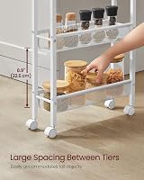 VASAGLE 5-Tier Trolley Kitchen Cart 13 cm Deep Oak Beige White LRC034W09 view 6