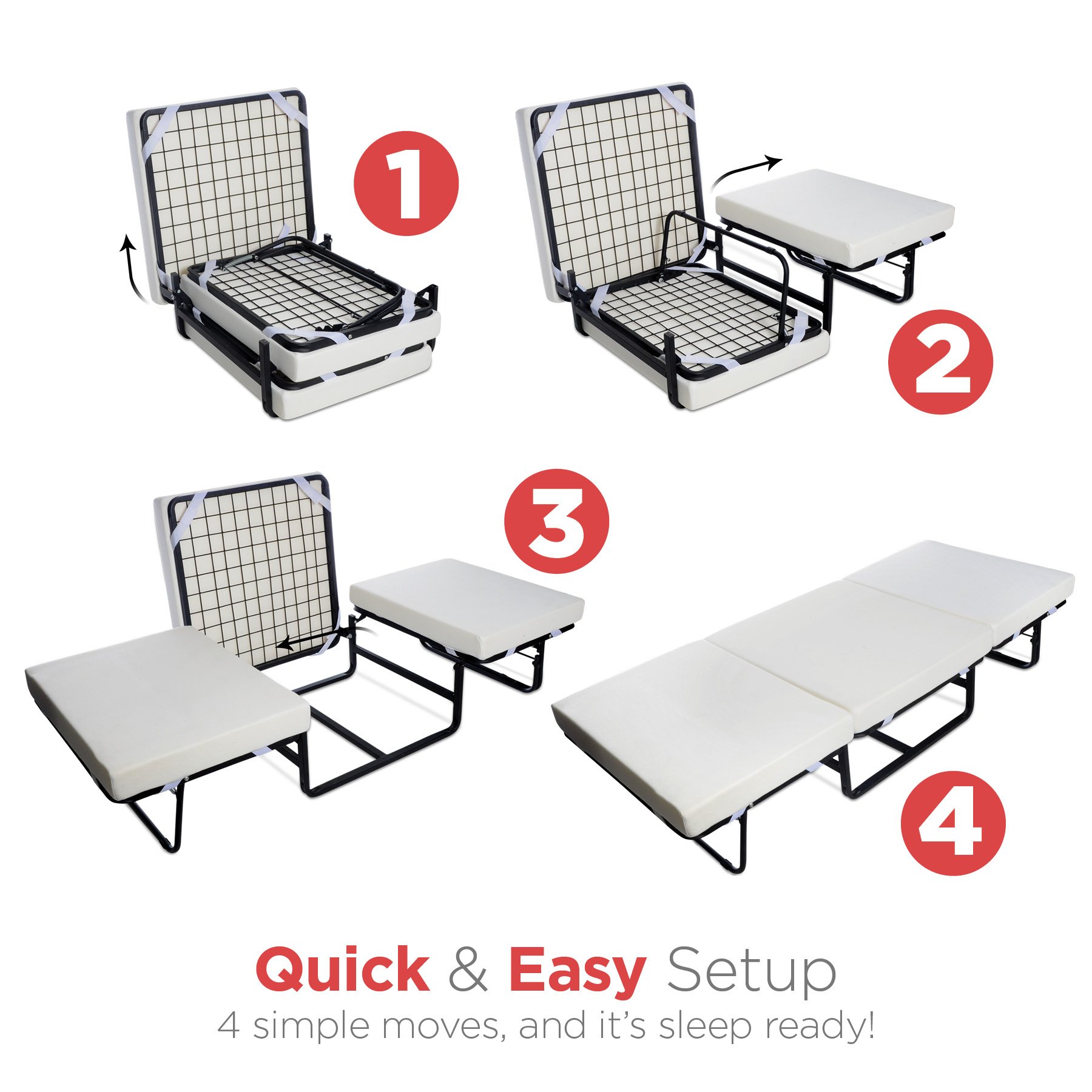 Milliard Folding Bed Ottoman Single Size with Grey Suede Cover, Guest