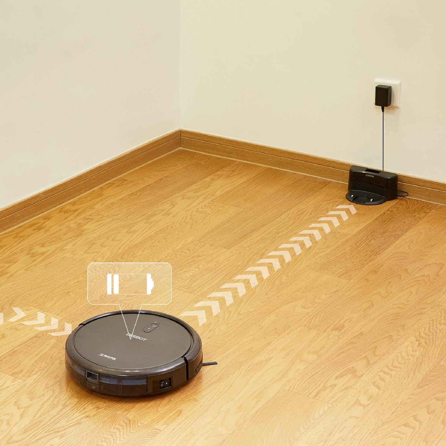 Ecovacs DEEBOT N79S Robotic Vacuum Cleaner with Max Power Suction, Upto 110 Min Runtime, Hard Floors and Carpets, Works with Alexa, App Controls, Self-Charging, Quiet -