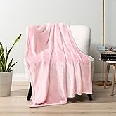 PAVILIA Light Pink Fleece Throw Blanket for Couch, Blush Pink Soft Fuzzy Flannel Throw for Sofa, Luxury Plush Microfiber Bed Blanket, Cozy Home Decorative Velvet Gift Blanket, 50x60