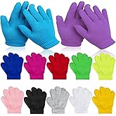 Coopay 12/24/48/100 Pairs Kids Winter Magic Gloves, Stretchy Full Finger Bulk Children Knitted Gloves for Boys Girls Student