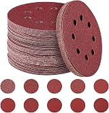 HYCHIKA 100Pcs Sanding Discs 125mm 8-Hole 5 Inch Hook & Loop Grit 40-400