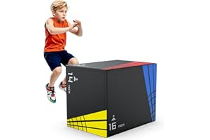 TYRSEN 3-in-1 Foam Plyometric Jump Box, Plyo Box High-Density, Non-Slip, 440lb Weight Capacity, Easy-to-Clean, Box Jumps for Home Gym, HIIT, Crossfit, Agility Exercise, Fitness Training, 22/35/65lbs