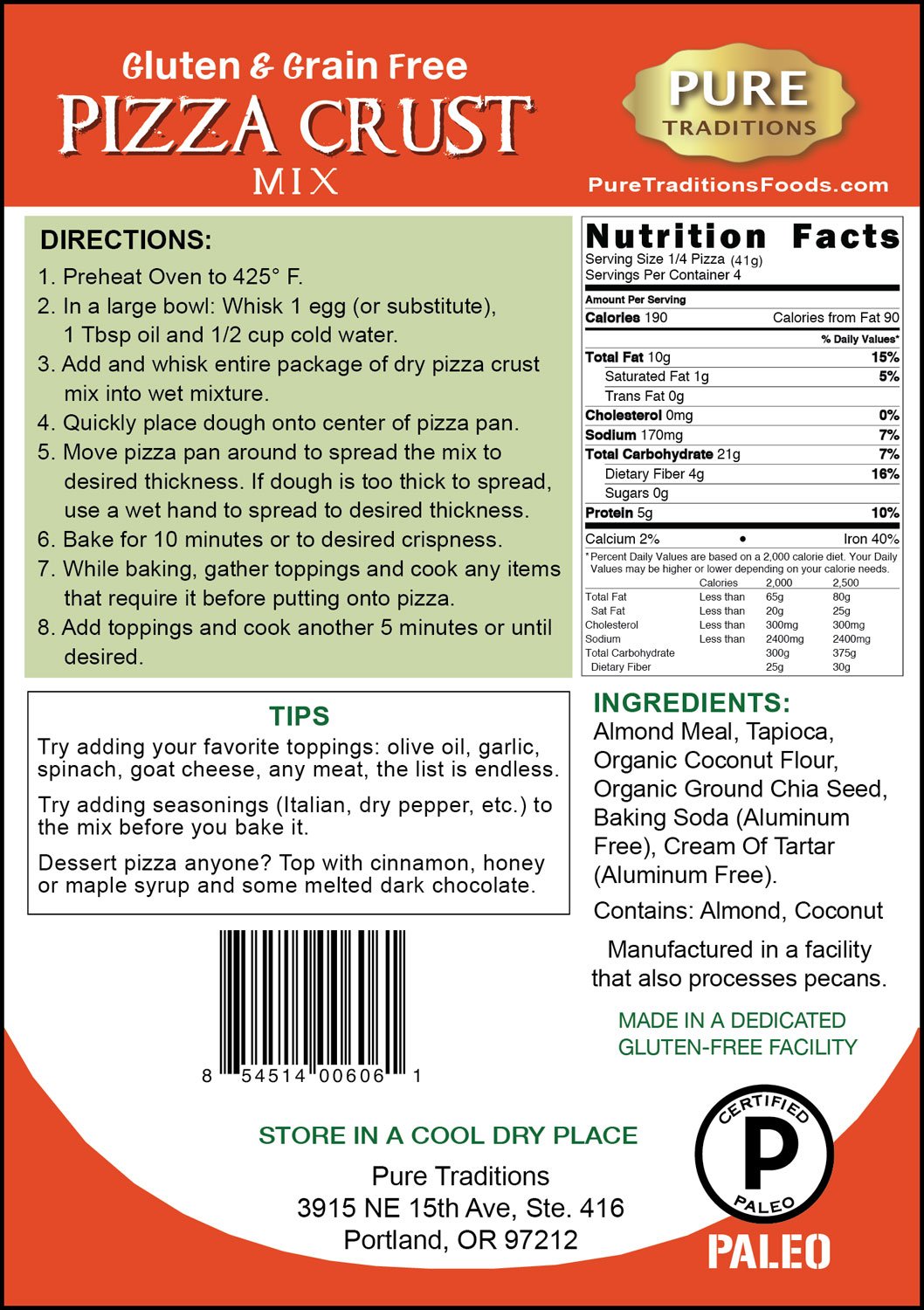 Certified Paleo Pizza crust mezclar, cereales y sin gluten ...