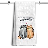 LUKIPOM Funny Engagement Wedding Gifts for Couples Newlyweds Kitchen Towels, Just Engaged Married Gifts Hand Towels for Bathroom, Bridal Shower Gifts Bachelorette Gifts Dish Tea Towels, 16x24 Inches