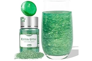 Twisweet Green Edible Glitter for Drinks, Food Grade 10g Sparkling Sprinkles Cake Decorating Supplies, Edible Luster Dust for Cocktail Beverages, Food Coloring Shimmer Powder for Cupcakes Cookies Cake Decorations