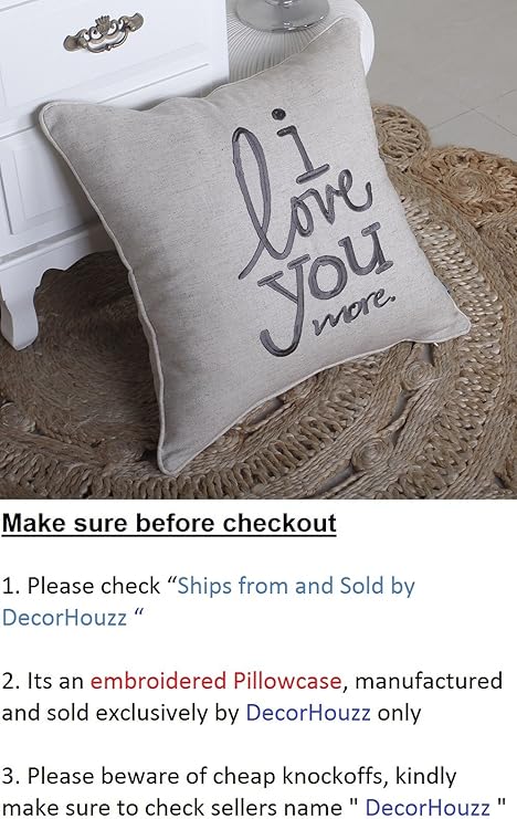 Decorhouzz I Love You More Pillowcase Embroidered Cushion Cover
