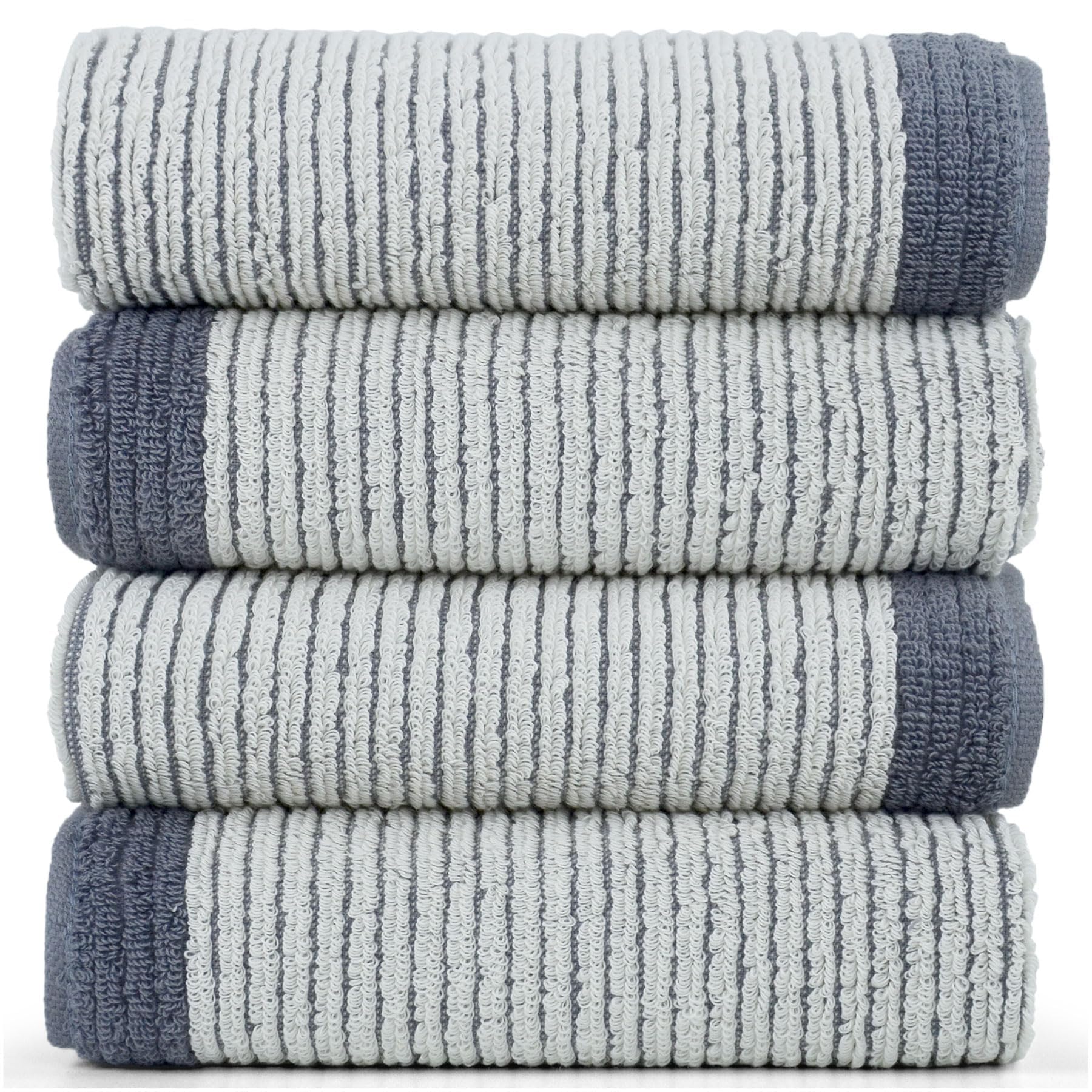 Photo 1 of ** ONLY TWO ** Cleanbear Gray Hand Towels for Bathroom with Textrued Lines, 100% Cotton, Stylish Towels for Guests, 28 x 13 Inches