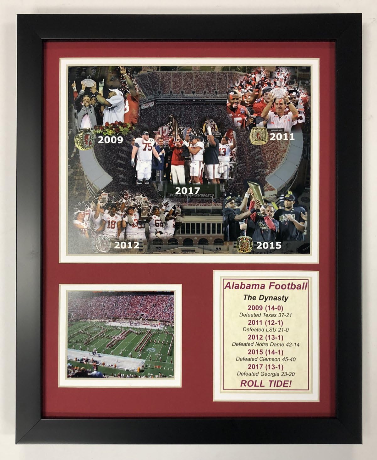 Legends Never Die NCAA Alabama Crimson Tide 2017 Football Dynasty Framed Photo Collage, 12 x 15