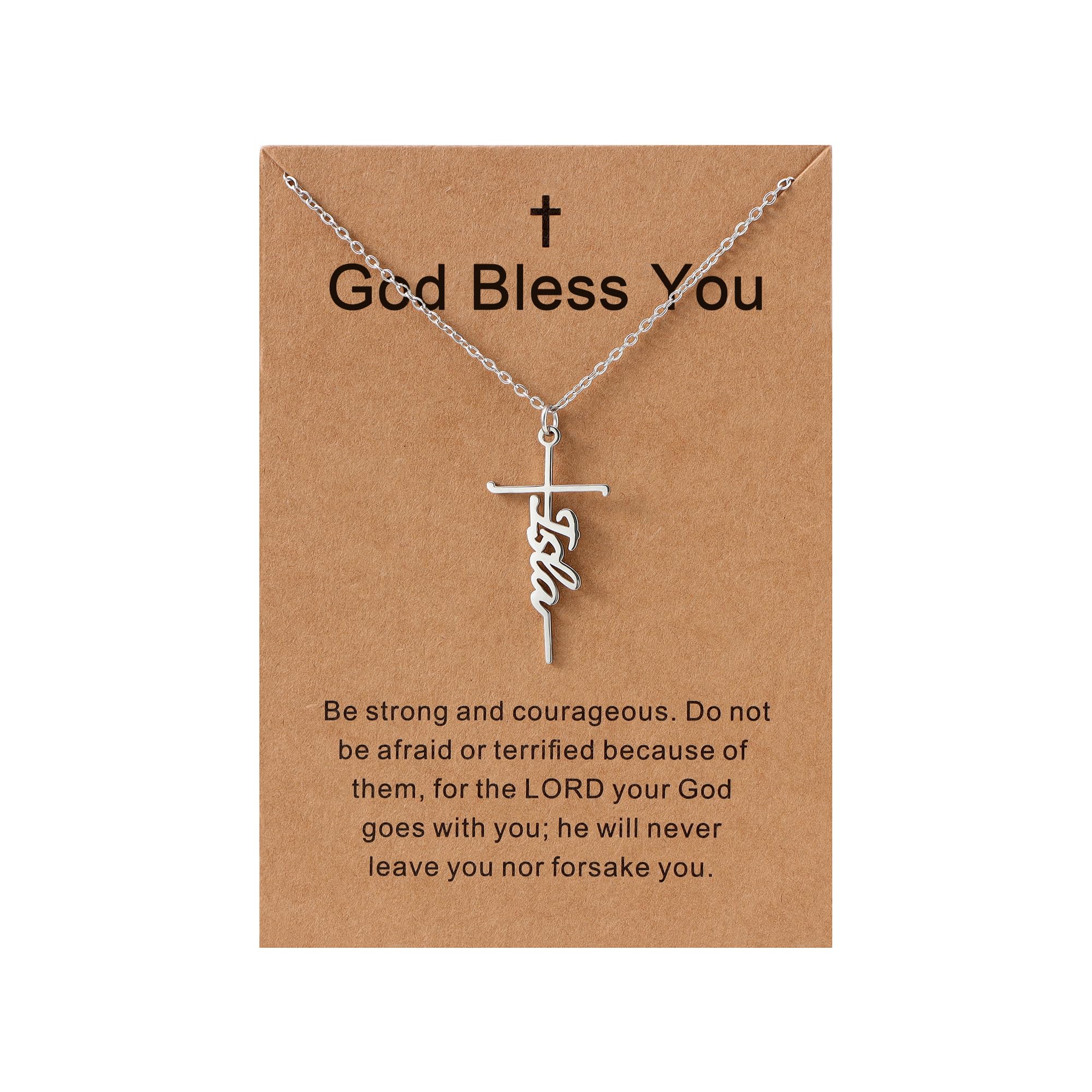 Lcherry Isla Name Cross Necklace Personalized