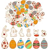 COGCHARGER 60 Pieces Easter Charms Pendant Enamel Egg Rabbit Charm Alloy Enamel Pendants for Jewelry Necklace Earring Making Crafts