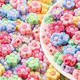 CYEENUT 200pcs Ab Color Flower Acrylic Beads Rainbow Sun Flower Beads for Jewelry Making Handmade DIY Bracelet, Charms Keychain Craft Supplies (Daisy Flower)