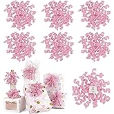 AIMUDI Pink Curly Bows for Gift Wrapping 6.5'' Christmas Gift Bows Self Adhesive Velvet Bows for Christmas Gifts, Treat Bags, Wine Bottles Party Holiday Baby Shower Christmas Decorations - 6 Counts