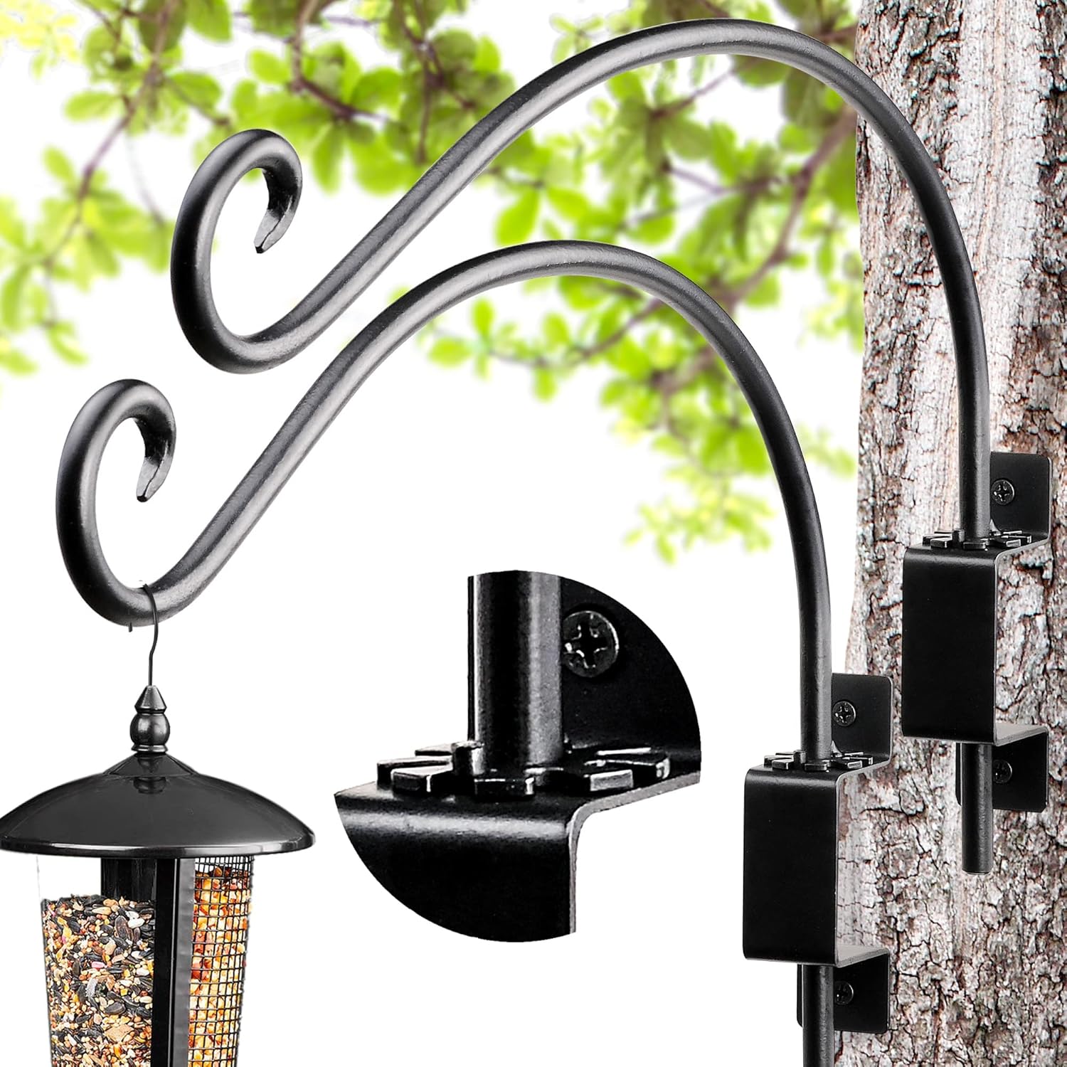 Outdoor Hanging Brackets - AJART Bird Feeder Hanger of Swivel Hanging Plant Bracket for Outdoor(Black) More Suitable for Outside birdhouses Plant Hooks (16