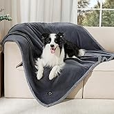 Luciphia Waterproof Pet Blanket, Liquid Pee Proof Dog Blanket for Sofa Bed Couch, Reversible Sherpa Fleece Furniture Protector Cover for Small Medium Large Dogs Cats, Dark Gray Large(65" x 57")