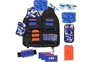 LUUFAN Tactical Vest Kit for NERF Guns with Refill Darts, Wrist Band, Reload Clips, Tactical Mask and Protective Glasses for Boys Girls Birthday Thanksgiving Christmas Gift