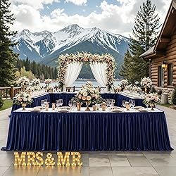 17ft Length Glitter Navy Blue Table Skirt for 8ft