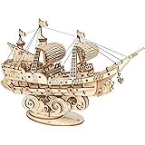 Hands Craft Sailing Ship DIY 3D Wooden Puzzle Model Kit - Laser Cut Wood Pieces, Brain Teaser and Educational STEM Building M