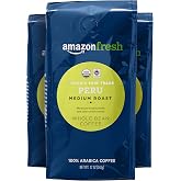 Amazon Fresh Organic Fair Trade Peru Whole Bean Coffee, Medium Roast, 12 Ounce (Pack of 3)
