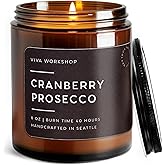 Cranberry Prosecco Natural Soy Wax Scented Candle – Crafted in USA, Seattle – Gift for Birthday, Meditation, Home, Spa – Aroma Candle for Relaxing – Aromatherapy Scented Candles for Women & Men