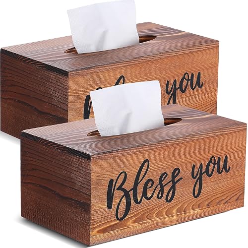 Creative Co-Op Bless You Tissue Box Aus Holz & Zinn – 15,2 Cm, Mit Herzdesign