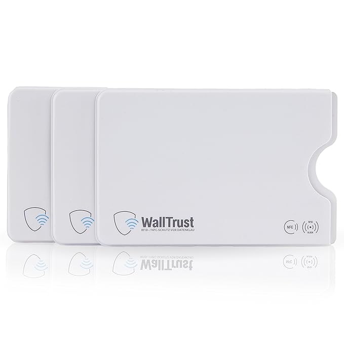 WallTrust RFID Schutzhülle für Kreditkarten, Plastik, TÜV, 3er Set, Weiß