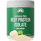 Grass Fed Beef Protein Powder - Lactose Free Great Tasting Beef Protein Isolate. Complete Animal Based Non Dairy Paleo Carnivore Supplement for Prime Muscle Building. No Whey. Unflavored
