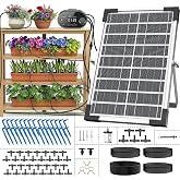 Solar Drip Irrigation System, Auto Plant Waterer for 30 Pots | 8W Solar Powered DIY Watering Device with 22 Timer Modes, HD LED Display, Anti-Siphon, Outdoor Garden Greenhouse